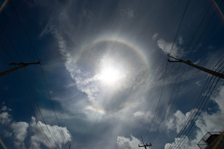 High voltage pole with direct sun ray ring