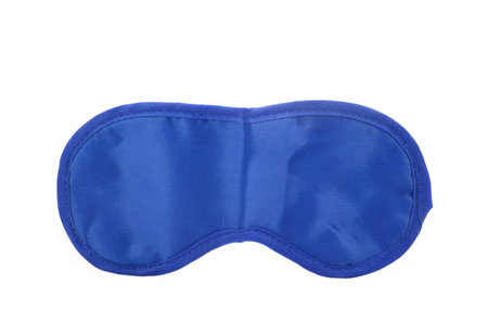 Blue sleeping mask isolated on white backgroundの写真素材