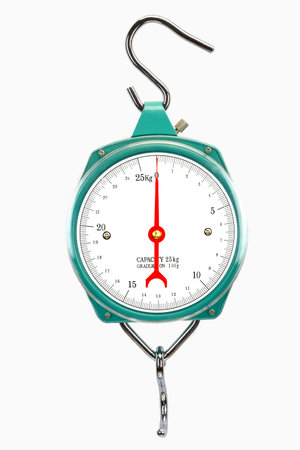 Hanging scale on white backgroundの写真素材