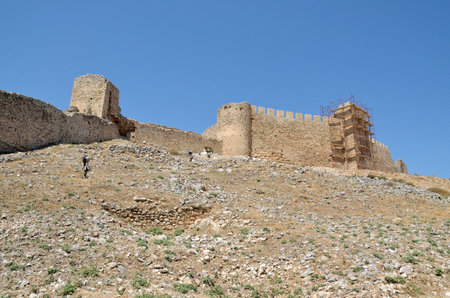 Details of the wall of castle of Argos or Larissa castleの写真素材