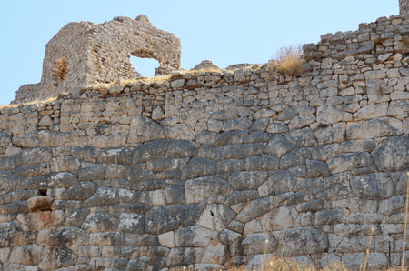 Details of th wall of castle of Argos or Larissa castleの写真素材
