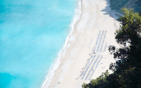 Myrtos beach  of Kefalonia island view from aboveの写真素材