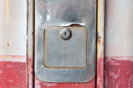 Antigue aluminium lock with old textureの写真素材