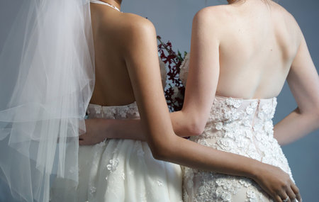 Bridesmaid and bridesmaid at wedding event.の写真素材