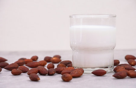 Milk and almond,healthy food.の写真素材