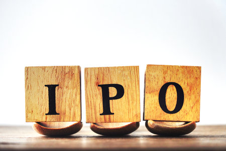 Text IPO on wood cube block, stock investment concept.の写真素材