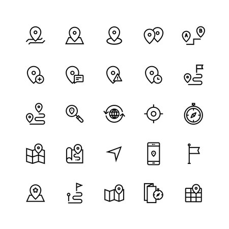 Location Route Map Icon setのイラスト素材
