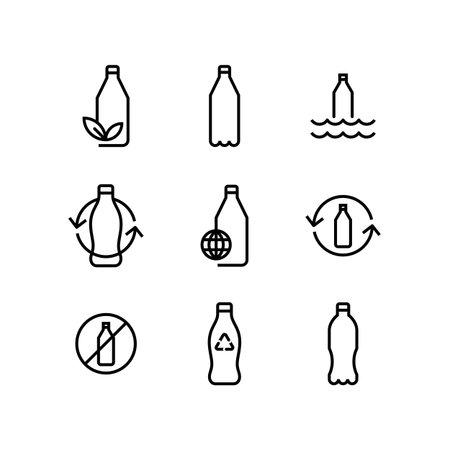 Recycle Plastic Bottle Eco Icon Setのイラスト素材