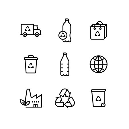 Recycle Plastic Bottle Eco Icon Setのイラスト素材