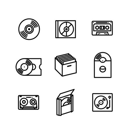 Vinyl Record Music Collector Icon Setのイラスト素材