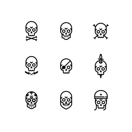 Skull Bone Head Skeleton Icon Setのイラスト素材
