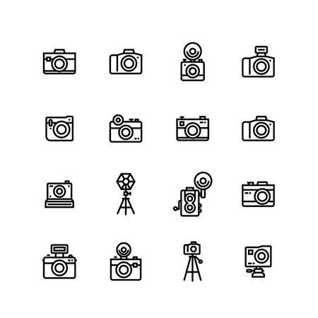 Vintage Retro Photography Camera Icon Setのイラスト素材