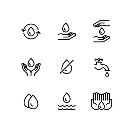 Save Water Drop Icon Setのイラスト素材