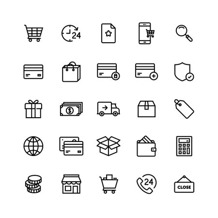 E-commerce Shop On-line Icon Setのイラスト素材