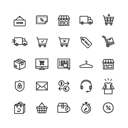 E-commerce Shop On-line Icon Setのイラスト素材