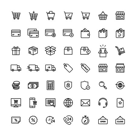 E-commerce Shop On-line Icon Setのイラスト素材