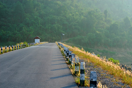 Sunrise at Khun Dan Prakarnchon Dam in Thailand