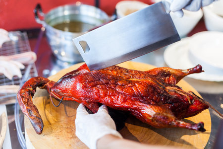 Roasted Duck on the Chopping Blockの写真素材