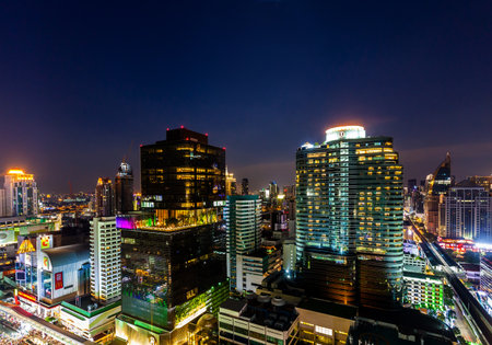 BANGKOK, THAILAND - DECEMBER 31, 2017: Cityscape of Bangkok before New Year Countdown around...