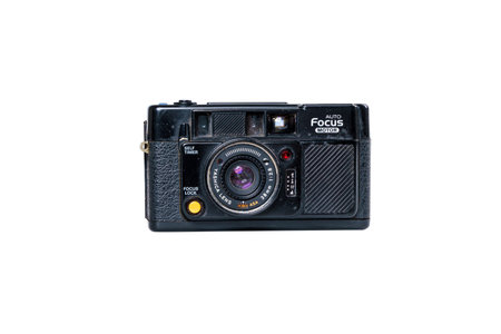 BANGKOK, THAILAND - JUNE 5, 2020 Retro Vintage Film Camera Yashica Auto Focus Motor on white background in Bangkok, Thailand on JUNE 5, 2020のeditorial素材