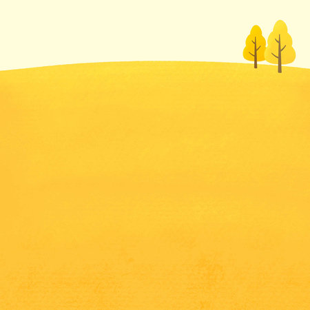 Autumn landscape with yellow trees on the hill. Vector illustration.のイラスト素材