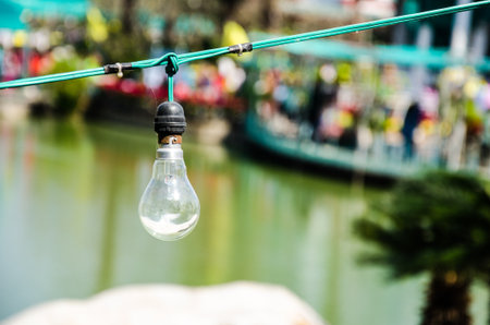 lamp and green cableの写真素材