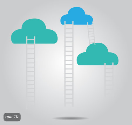 cloud and ladder vectorのイラスト素材
