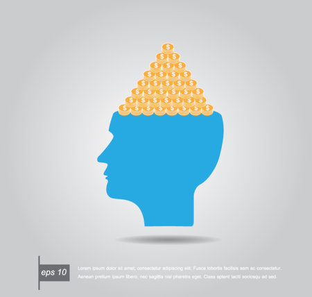 human head open with money vector illustrationのイラスト素材