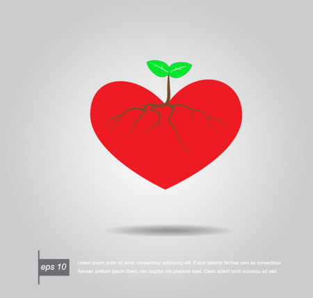 vector tree growing from heart iconのイラスト素材