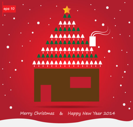 home of christmas tree leaf victor iconのイラスト素材