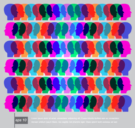 color schematic illustration of a human head as silhouette vector iconのイラスト素材