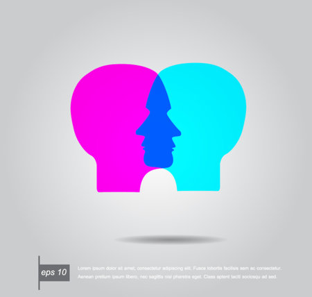 color schematic illustration of a human head as silhouette vector iconのイラスト素材