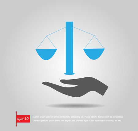 hand holding to scale to weigh objects in balance vector iconのイラスト素材