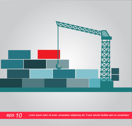 Crane and container iconのイラスト素材