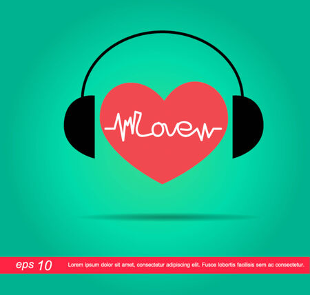 heart and headphone vector iconのイラスト素材