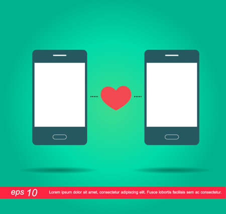 heart and phone vector iconのイラスト素材