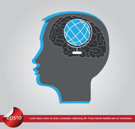 human brain world vector iconのイラスト素材