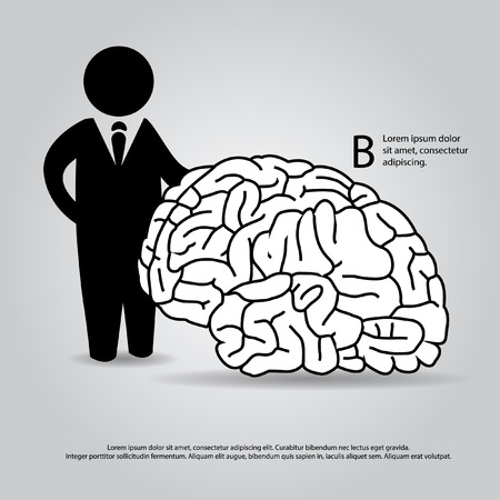 business man stand with a brainのイラスト素材