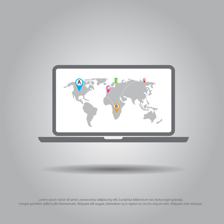 map in laptop vector iconのイラスト素材