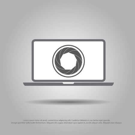 camera lens laptop vector iconのイラスト素材