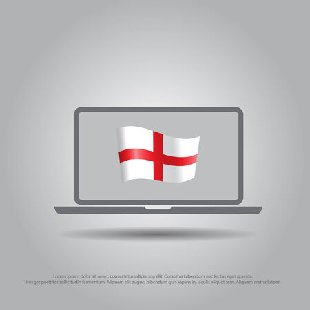 england flag in laptop vector iconのイラスト素材