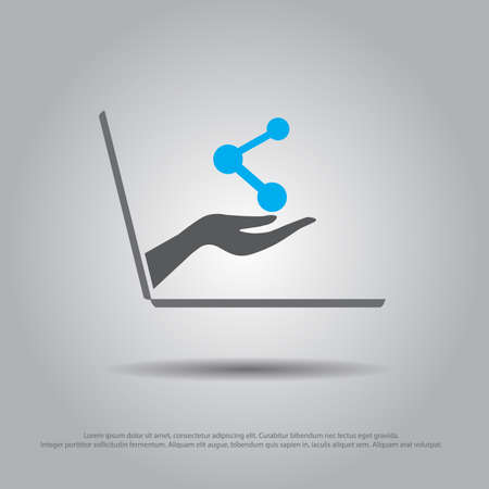hand hold share from thd laptop vector iconのイラスト素材