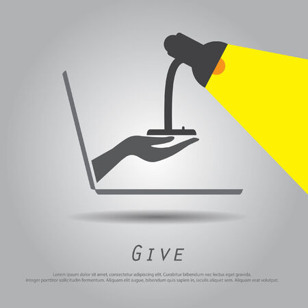 hand hold lamp   from laptop vector icon
 のイラスト素材