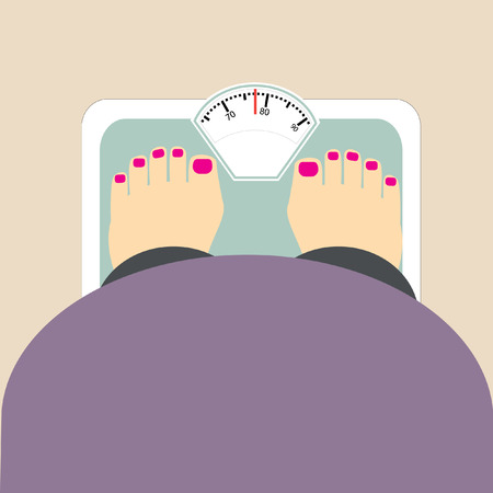 fat woman weigh vector iconのイラスト素材