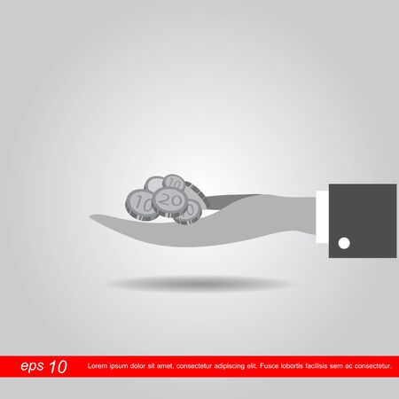hand holding coin icon vector illustration eps10 on white backgroundのイラスト素材