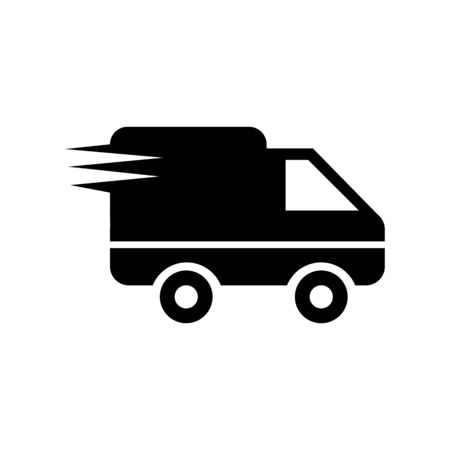 Logistics delivery truck in movement icon vector illustration  on white backgroundのイラスト素材