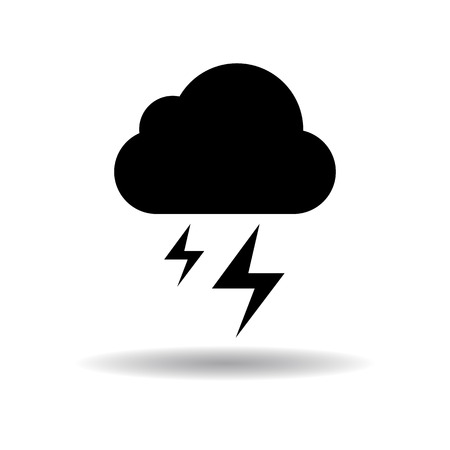 Cloud and lightnings icon vector illustration on white backgroundのイラスト素材
