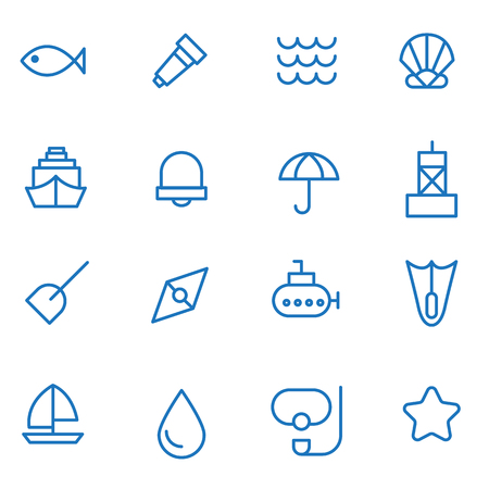 sea outline icon set vector illustration のイラスト素材