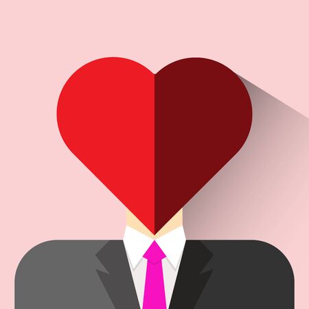 businessman head heart flat icon vector illustration eps 10のイラスト素材