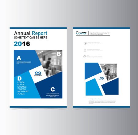 Blue annual report Brochure Flyer Leaflet  template vector A4 size design, book cover layout design, Abstract presentationのイラスト素材